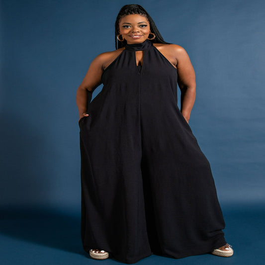Queen Noire Halter Maxi Jumpsuit
