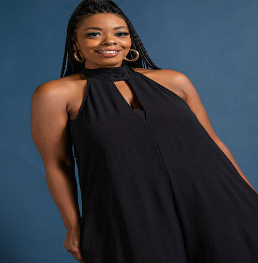Queen Noire Halter Maxi Jumpsuit