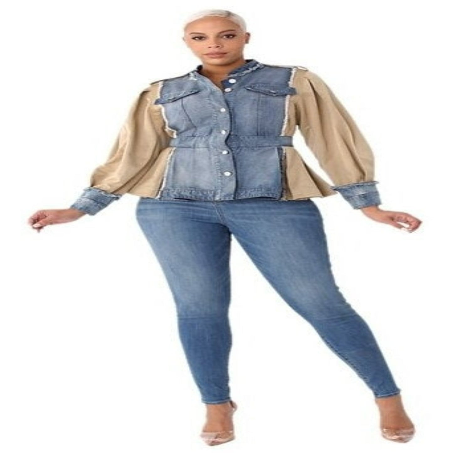 Lady Khaki-Demi Combo Jacket