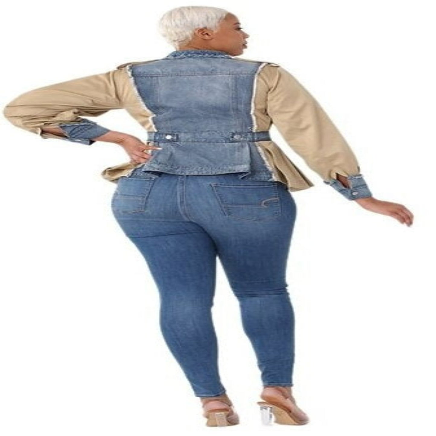 Lady Khaki-Demi Combo Jacket