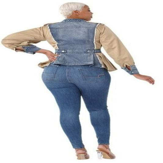 Lady Khaki-Demi Combo Jacket