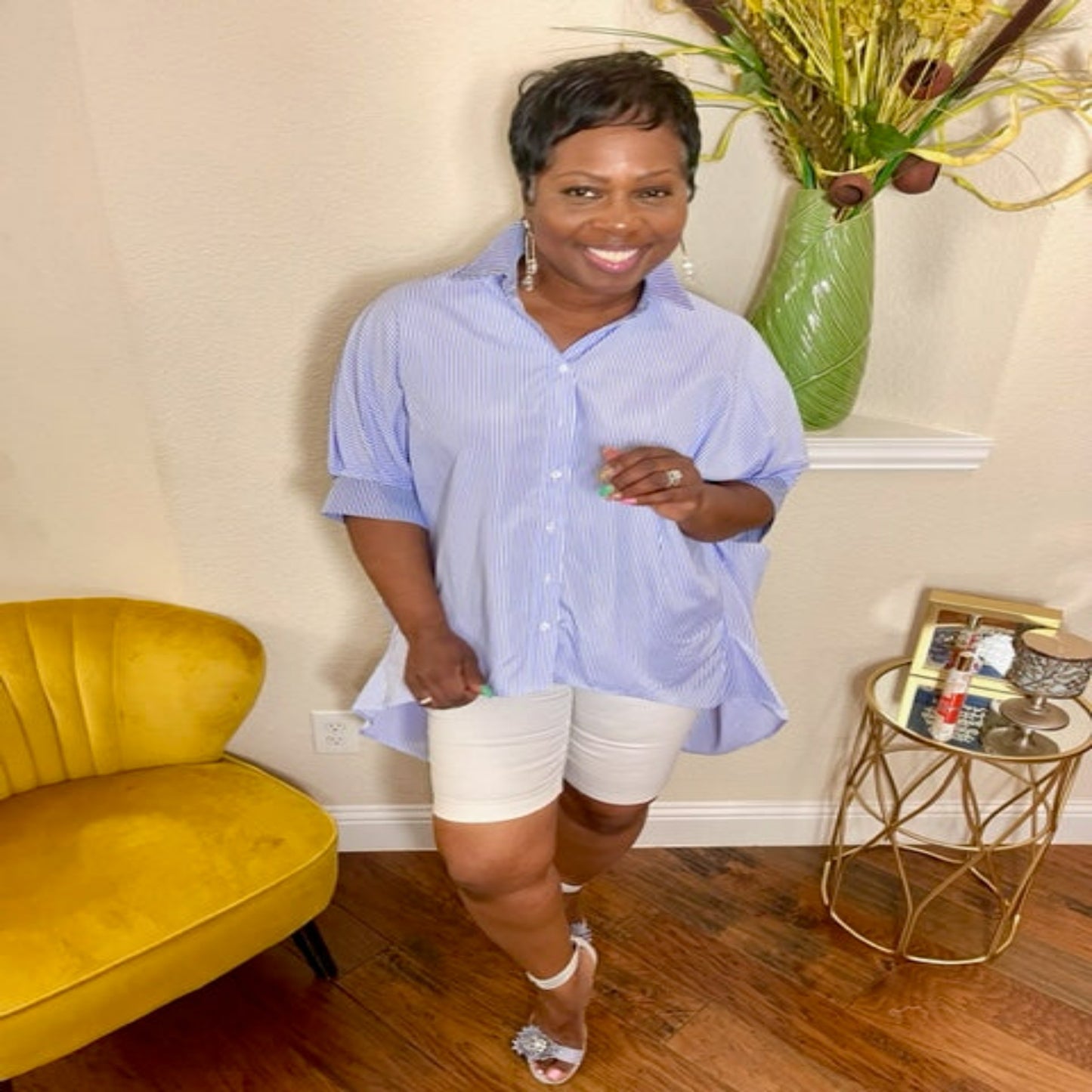 Miss Blue Hue Strip Top